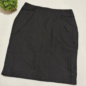 Mario‎ Serrani Classic Black Textured Modest Pencil Skirt Women’s Size 12